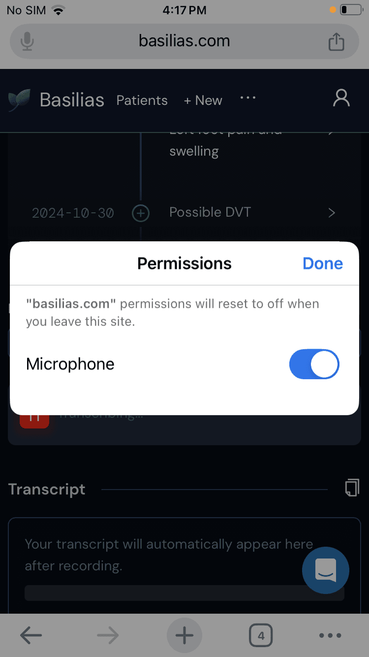 iPhone microphone permission prompt